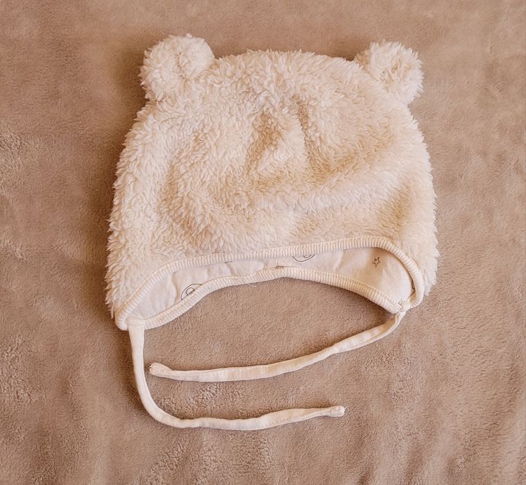 Kremowa czapka niemowlęca 68 H&M 4-6m