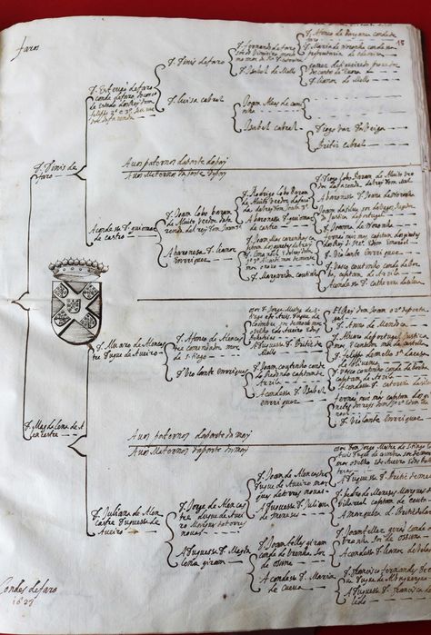 Faros, Condes de Faro 1628 árvore genealógica manuscrita rara