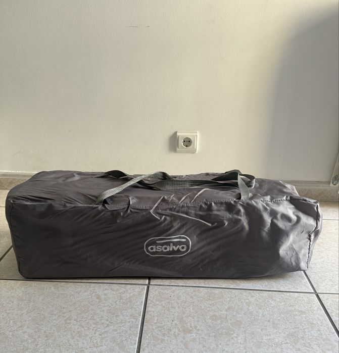 Cama de viagem / Parque de bebé Asalvo Essential (cinzento).Com colchão.