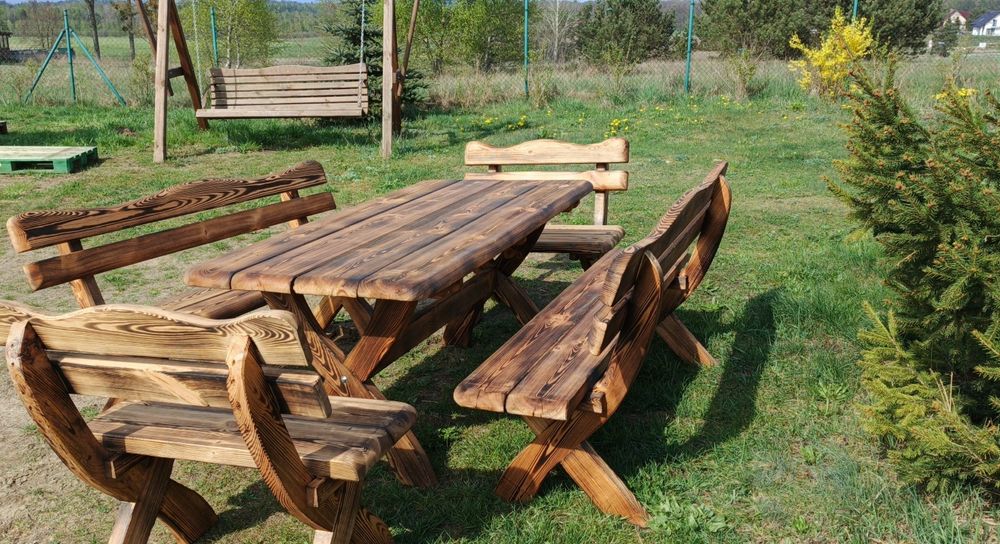 Meble ogrodowe, zestaw mebli ogrodowych opalony