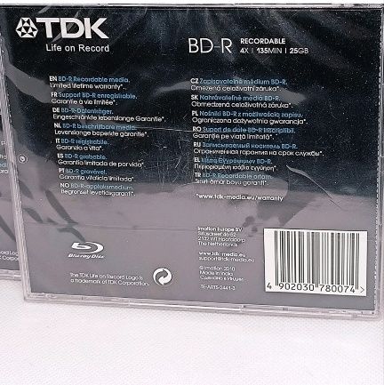 Pack de 2 TDK BD-R 25GB Blu-ray Recordable Disc - 4x 135min Novos/Selados