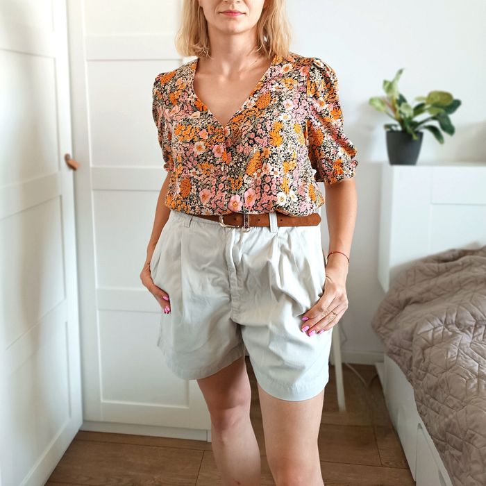 Zwiewna kwiecista bluzka letnia oversize luźna vintage