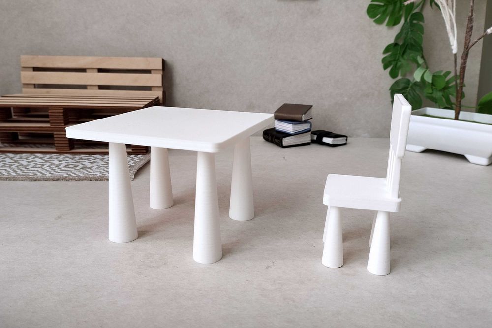 Mammut miniaturowy stół krzesło 1:8 skala części budowy zestaw mebli