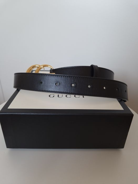 Czarny skórzany pasek Gucci