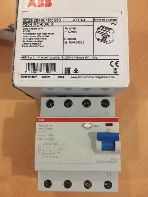 Diferencial trifásico ABB 63A 300mA