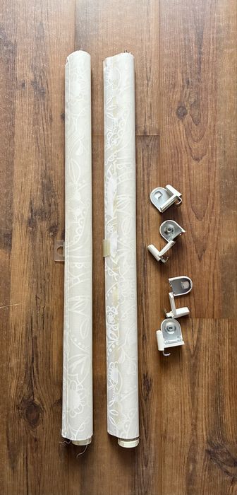 2x Roleta biała IKEA Liselott z pięknym wzorem kwiatowym 195x80 cm