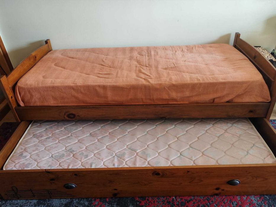Cama de Solteiro com Gaveta com dois colchões incluídos