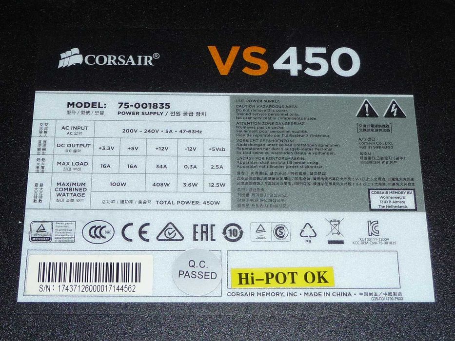Zasilacz Corsair VS450 Wat