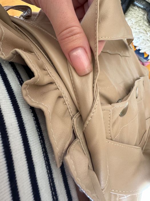 Шкіряна спідниця бежева