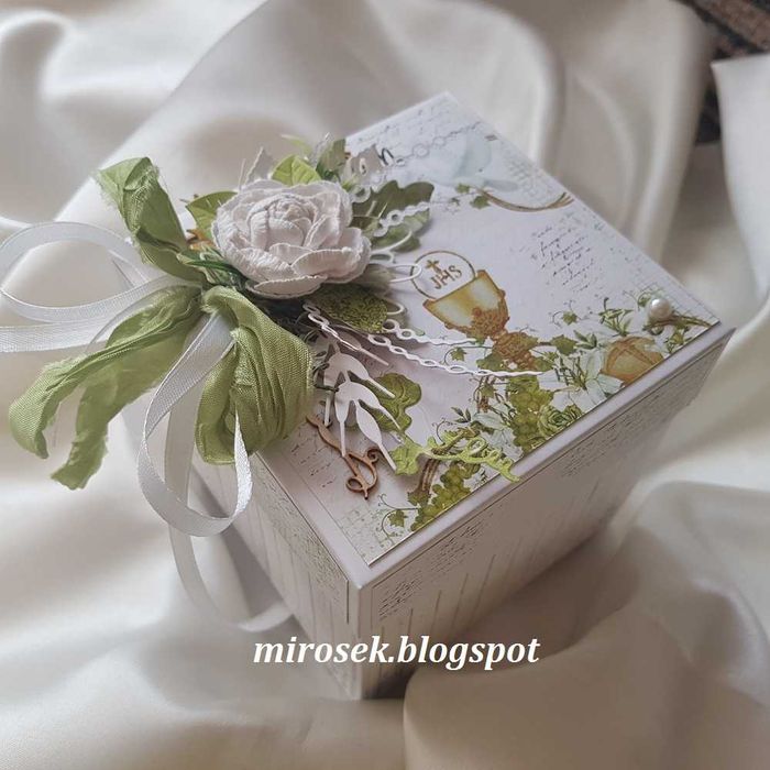 Exploding box kartka pudełko na Chrzest dla chłopca Komunia