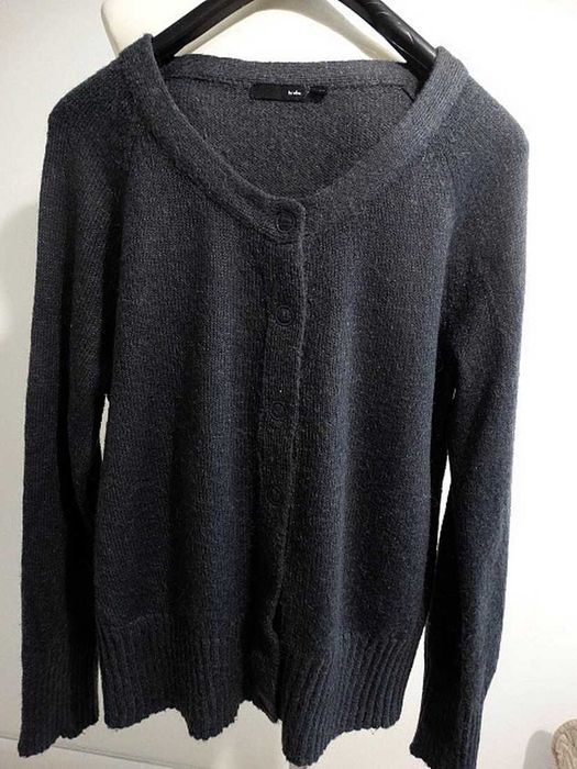 Sweter Kardigan Moherowy Wełniany Szary Ciepły Ellos 42/44