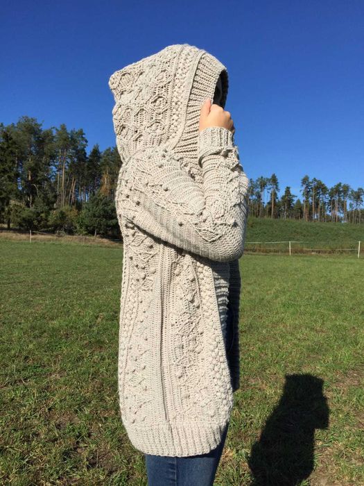 Kardigan sweter ręcznie robiony handmade rękodzieło na szydełku