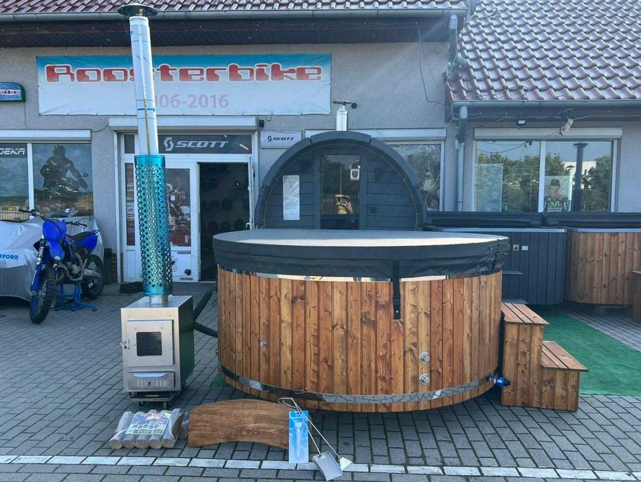 Balia bania  jacuzzi ogrodowe całoroczne opalane drewnem masaż 6-8 os