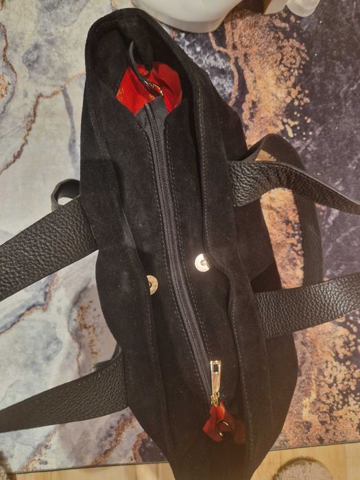 Torebka  torba czarna  skóra  naturalna