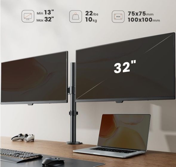 Stojak Uchwyt Na Dwa Monitory Ergear Egcm1 13"- 32'' 8Kg Powystawowy