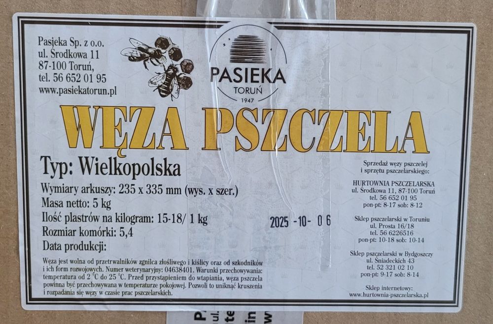 węza pszczela wielkopolska 5,4 / 6kg