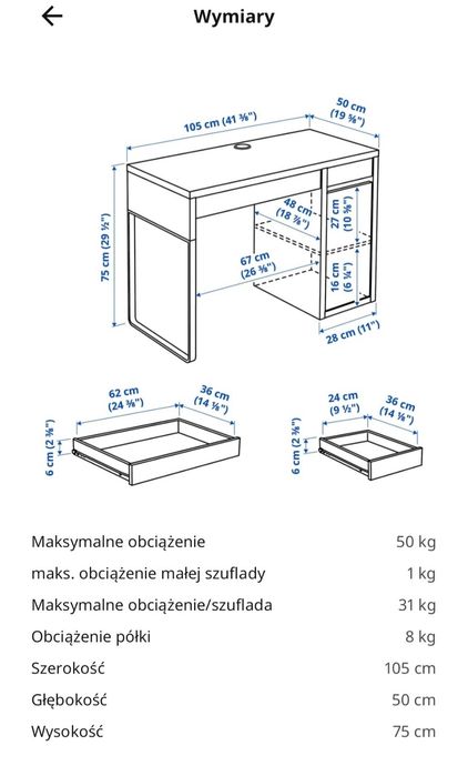 Biurko IKEA Mickey czarny brąz