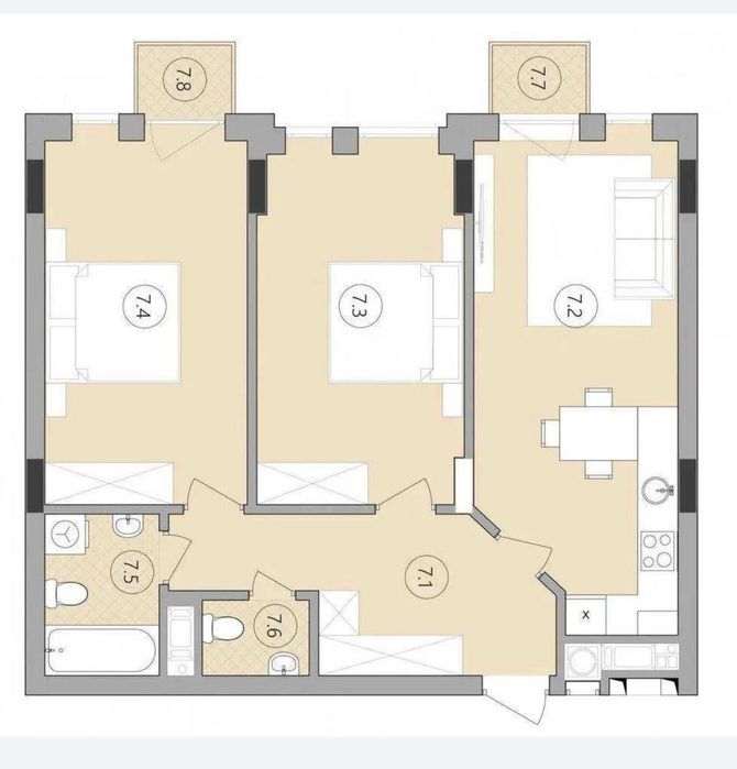 2-комнатная квартира по адресу ул. Под Голоском (площадь 71,6 м²) - Atlanta.ua - фото 2