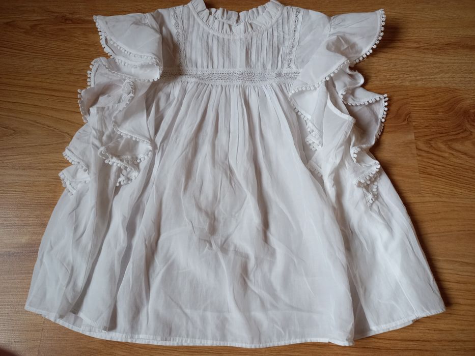 Bawełniana bluzka z falbankami h&m oversize 36 nowa kolekcja