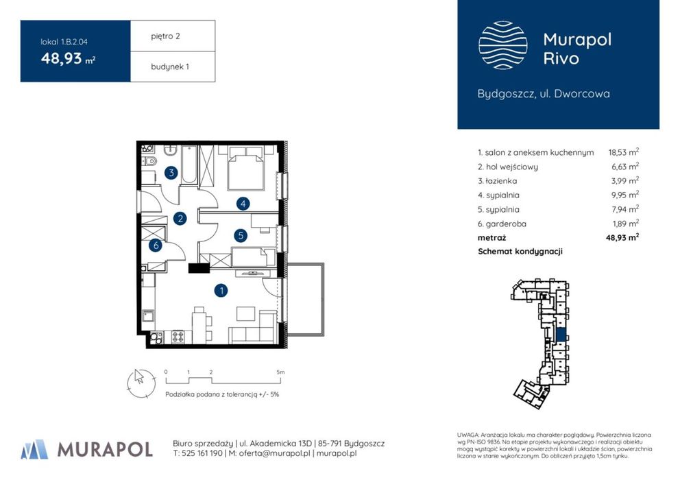 3-pokojowe mieszkanie 48m2 + balkon Bezpośrednio