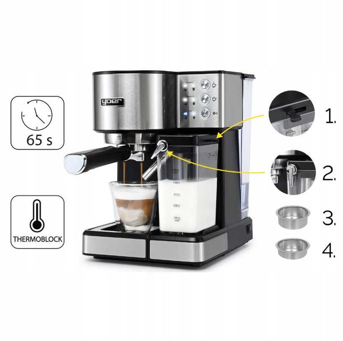 Nowy Yoer Nowy Ekspres Do Kawy Ciśnieniowy Automatyczny 20bar 1350W