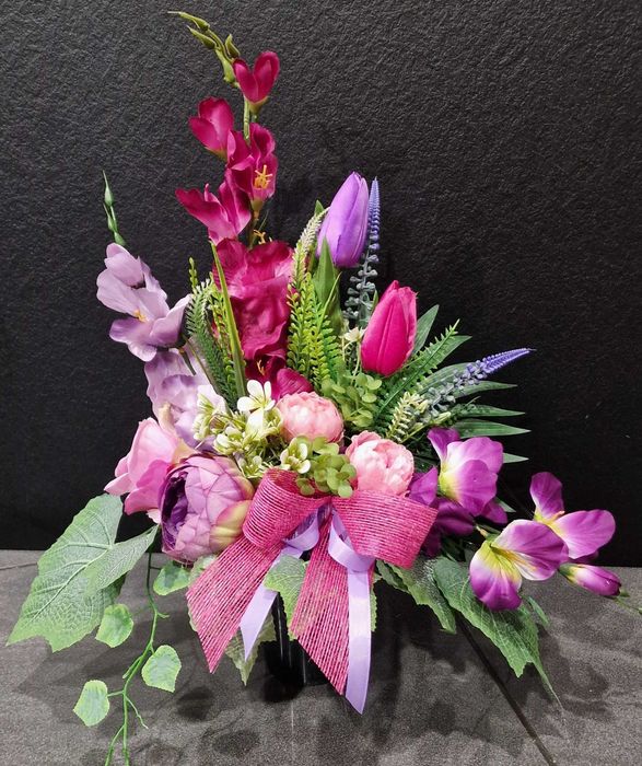 Komplet kompozycji kwiatowych na grób stroik wkład do wazonu WG69