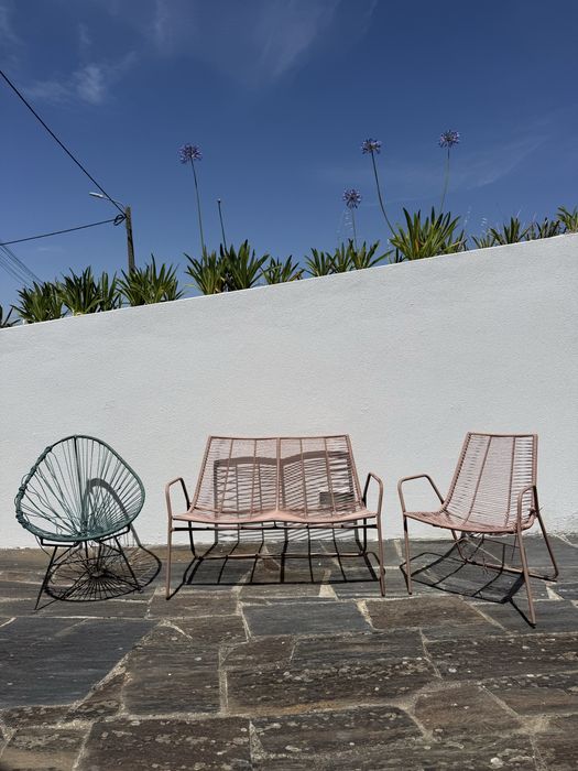 Conjunto cadeiras em corda jardim