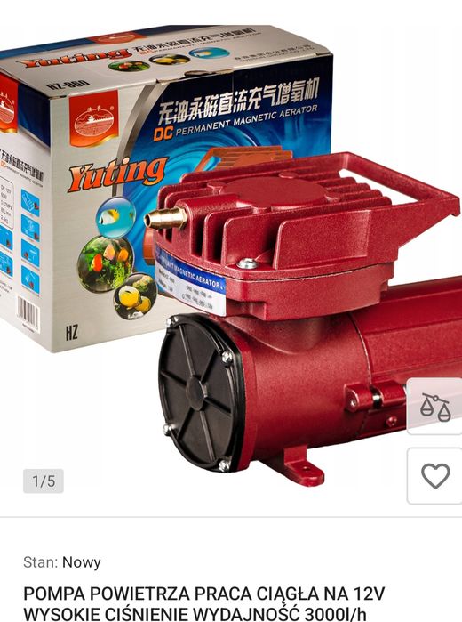 Pompa powietrza do pracy ciągłej .12V.3000L/h