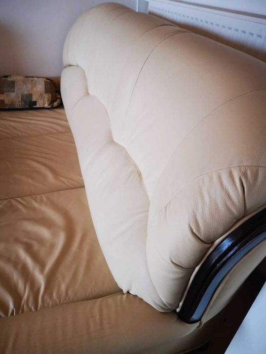 komplet wypoczynkowy skóra fotel, puf, tapczan dwuosobowy