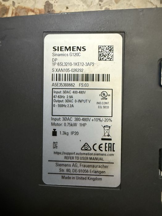 Falownik Siemens SINAMICS G120C 0.75 kW 3 fazy