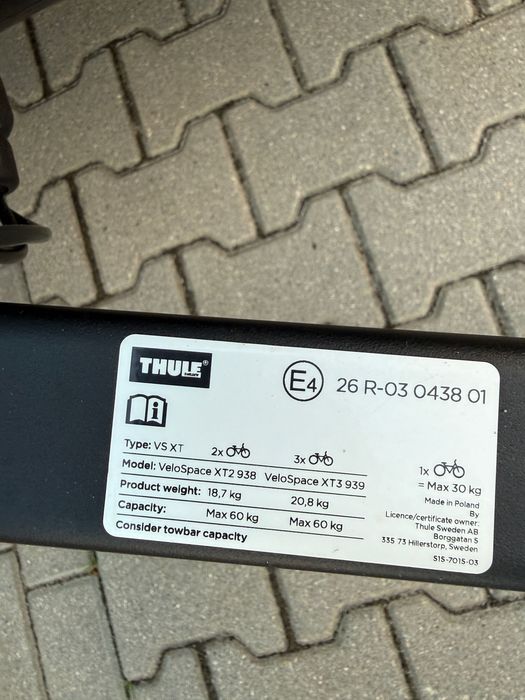 Bagażnik rowerowy Thule VeloSpace XT3 + dostawka na 4 rower