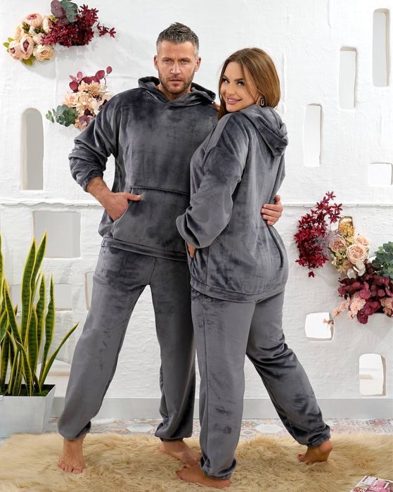 Піжама чоловіча та жіноча тепла махрова family look