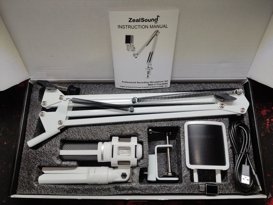 USB микрофон ZealSound A68S с RGB подсветкой игровой-стримерский