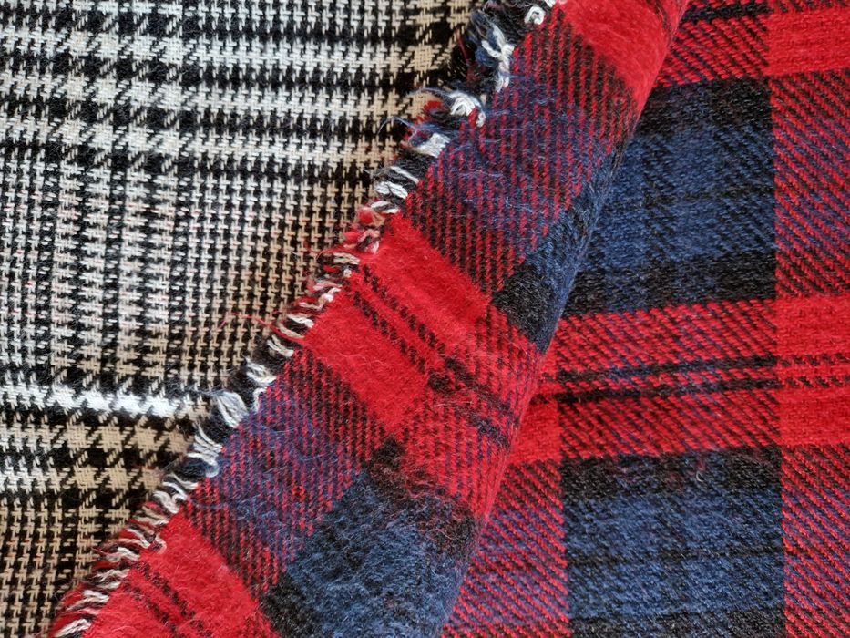 Dwustronny szalik Marie Lund szal w pepitke czarno-bialy