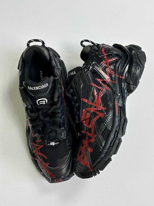BALENCIAGA Runner graffiti кроссовки черные кеди кросівки чорні 43 42