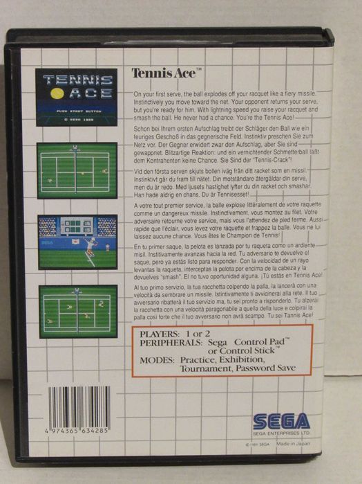 Sega Master System Tennis Ace Game – Complete Set64738687634818121