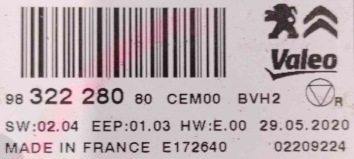 Módulo Eletrónico 9832228080 - CITROËN JUMPY III Caixa