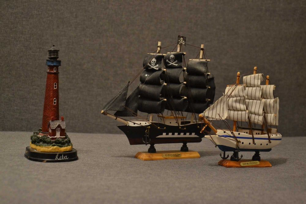 Zestaw 3 pamiątek – statki + latarnia