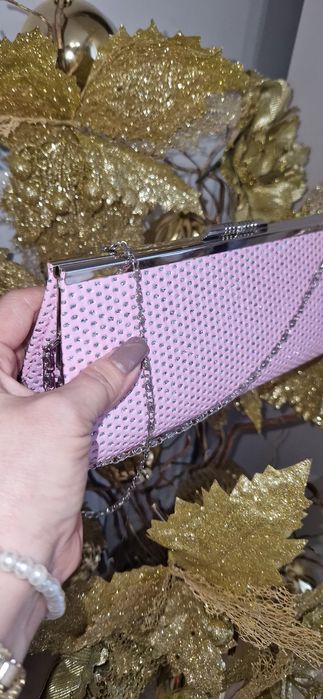 Torebka różowa srebne wykończenia