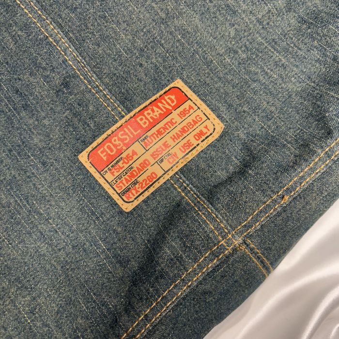 vintage dżinsowa torebka Fossil niebieska zielona y2k 00s z klamerkami