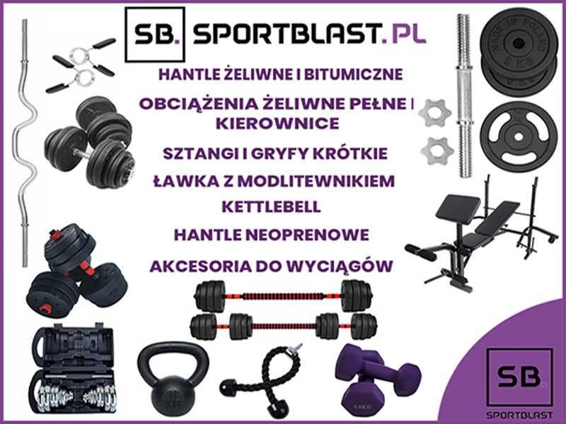 Sztanga gryf prosty łamany ławeczka obciążenie hantle kettle talerz