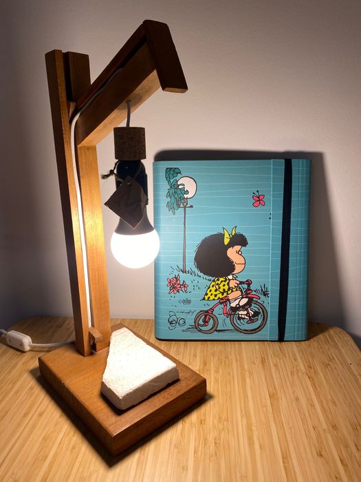 Luminaria rústica madeira de mesa