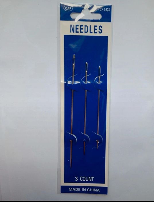 Zestaw 3 igieł długich kaletnik tapicer igły nowe