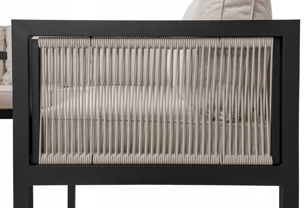 Meble ogrodowe tarasowe aluminiowe beżowe narożnik stół ławka obiadowy