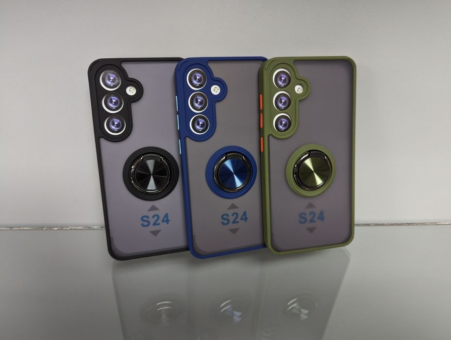 Samsung Galaxy S24 противоударный чехол с кольцом матовый чохол