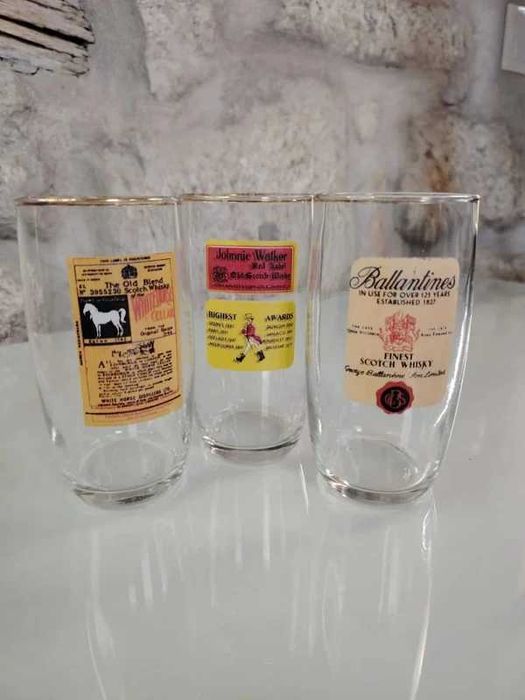Lote de 3 Copos de Uísque Vintage de Coleção (Marcas Icónicas)