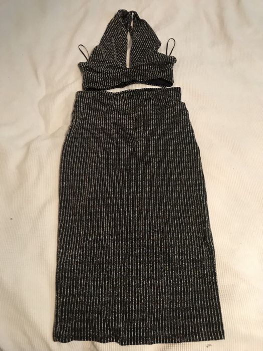 Komplet top plus spódnica sexy Pull and Bear L 40 błyszcąca cekiny syl