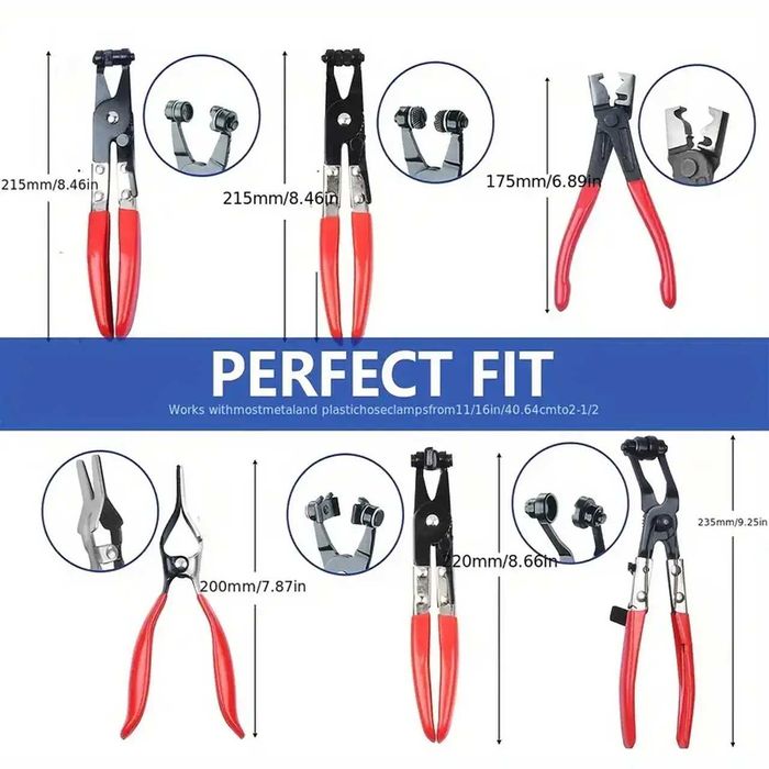 D36-KIT 7 alicates tubos combustível e água, prensa mangueiras