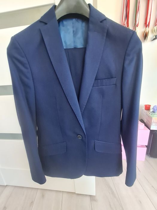 Wełniany garnitur  kubenz slim Rich blue