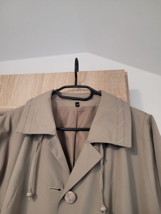 Płaszcz trencz jesienny wiosenny kawowy XXL